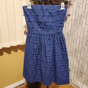 AQUA BLOOMINGDALE'S EYELET NAVY DRESS SIZE M